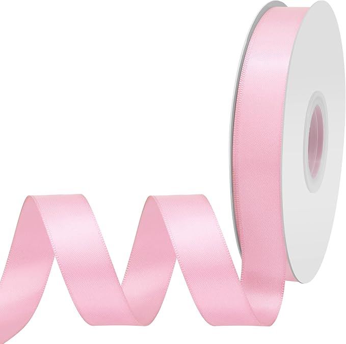 Pearl Pink Satin Ribbon 3/4" X 50 Yards Solid Color Double Faced Ribbons Perfect for Crafts Wedding Decor Bow Making Arts Sewing and More