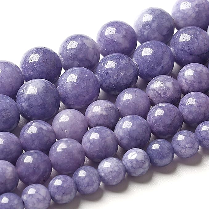12MM Lavender Purple Chalcedony Natural Stone Round Loose Beads for Jewelry Making and Crafting 32pcs 15"