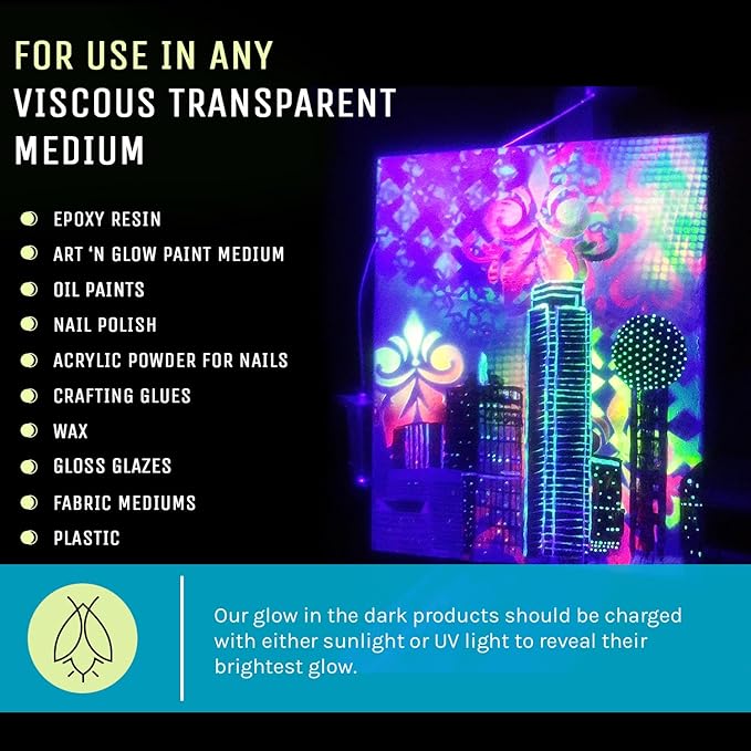 Glow in The Dark Pigment Powder - Neutral and Fluorescent Color for Art Painting, Fine Art, Nail Art Paint, and DIY Crafts - Long Lasting 10+ Color Options - Fluorescent Red - (30 Grams/1 Ounce)