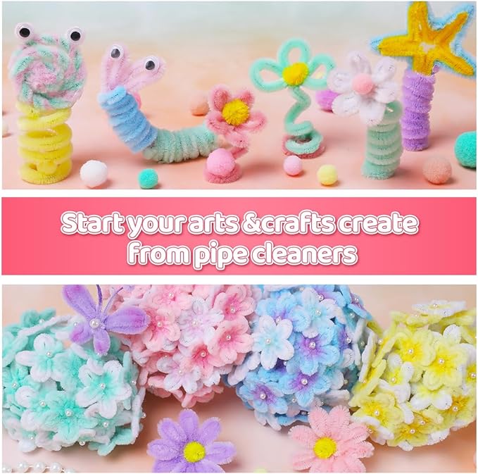 IOOLEEM Orange Pipe Cleaners,200pcs in 5 Colors, Chenille Stems for Art and Craft Projects,Flower DIY Decorations