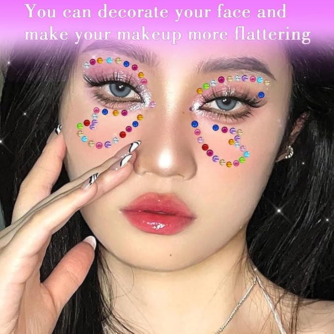 1799 Pcs 4 Sheets Rhinestone Stickers 3/4/5/6 mm Self Adhesive Rhinestones Gems for Face Eyes Makeup Hair Body (color-3/4/5/6mm)