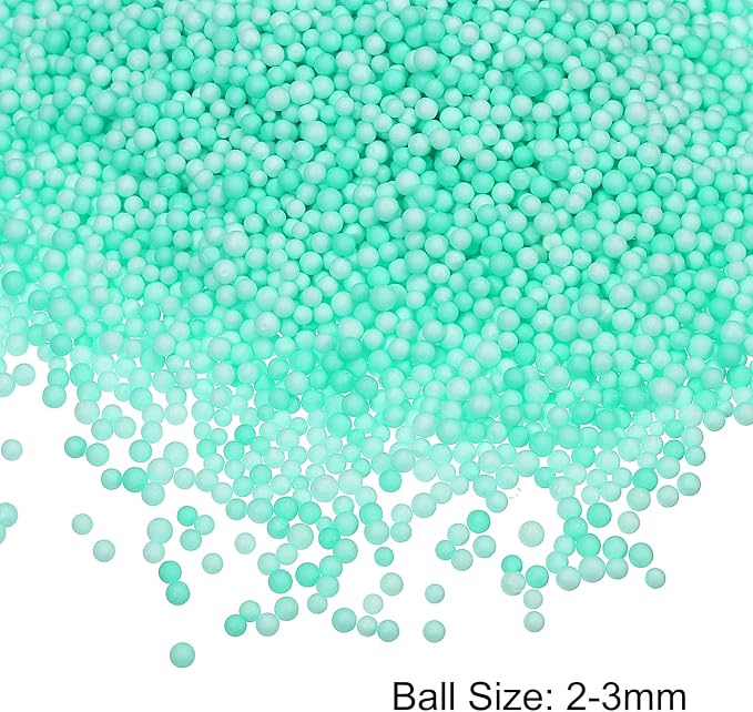 MECCANIXITY Foam Beads Foam Balls 2-3mm for Wedding and Party Decorations, Tiny Packing Balls, Arts DIY Crafts Supplies (Green,1 Pack Approx 8000pcs)