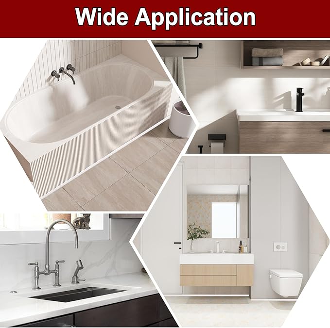 uxcell 197 Inch Flexible Quarter Round Molding Silicone Peel and Stick Trim Self Adhesive Shower Water Barrier for Corner Decor Bathroom Kitchen, White