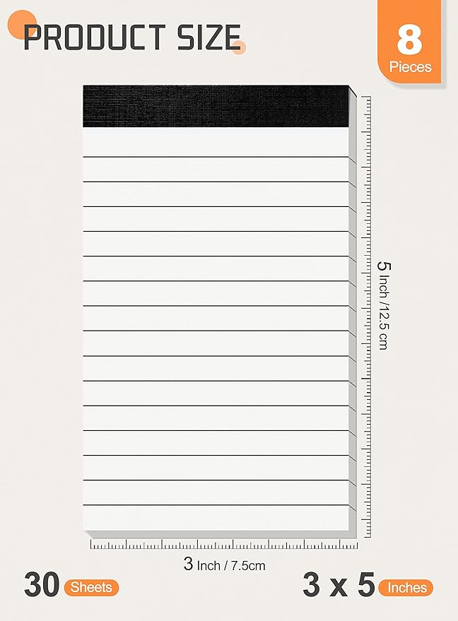 Small Note Pads 3x5 Notepads Mini Pocket Notebook 3x5 Memo Pads Small Notepads Memo Pads 3 x 5" Lined Note Pads of Paper with 30 Sheets Each Pad Mini Pocket Notebook Writing Pads 3x5 White Paper Pads