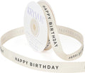 Happy Birthday Ribbon - 5/8 Inch x 12 Yards Natural Twill Tape Ribbon, Cotton Herringbone Ribbons for Gift Wrapping, Birthdays, Christmas, Anniversaries, Mother's Day