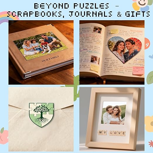 Puzzle Maker Machine Cutter, DIY Puzzle Cutting Machine for Custom Puzzles from Photos, Personalized Photo Puzzle Creator for Journals, Scrapbooking & Gifts, with Boards & Adhesives
