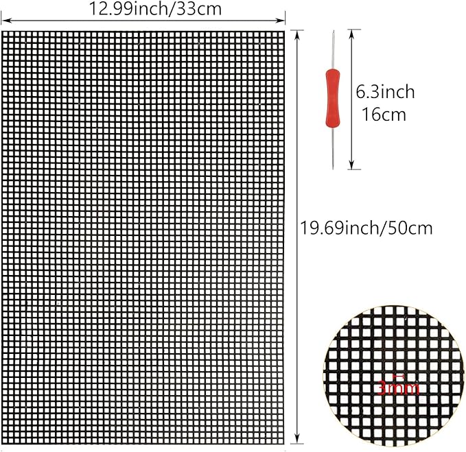 12PCS Plastic Mesh Canvas Sheets, 20x13 Inch Plastic Mesh Sheets for Crafts, Black Plastic Canvas and Embroidery Tools for Embroidery Crafting Knit