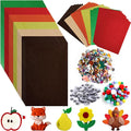 42Pcs Fall Felt Fabric Sheets 8 x 12 Inch Autumn Yellow Orange Assorted Soft Thick Felt Pack with Wiggle Google Eyes Pom Poms Glitter Patchwork for Thanksgiving DlY Sewing Creative Art Project Decor