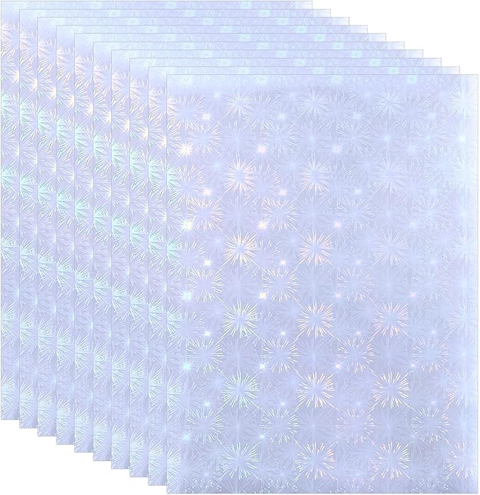 PATIKIL 11.7x8.3" Holographic Sticker Paper, 10Sheets A4 Polypropylene Self-Adhesive Transparent Waterproof Laminate Overlay Film for Photo Cards Scrapbook Decorations, Blossom