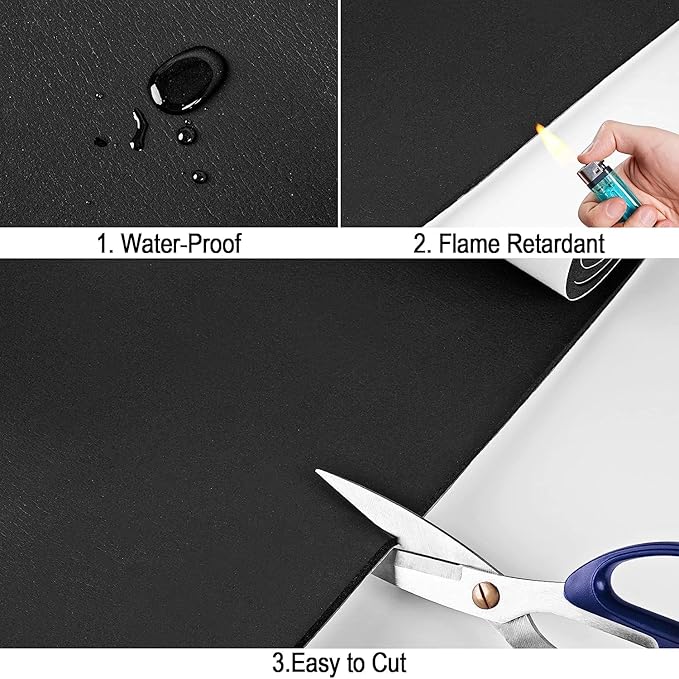 Neoprene Sponge Rubber Foam Sheets with Adhesive Backing, 12" x 81" x 1/8" Black Foam Roll Insulation Board Soundproof Neoprene Mat, Great for Cosplay Padding, DIY, Gaskets, Costume, Crafts