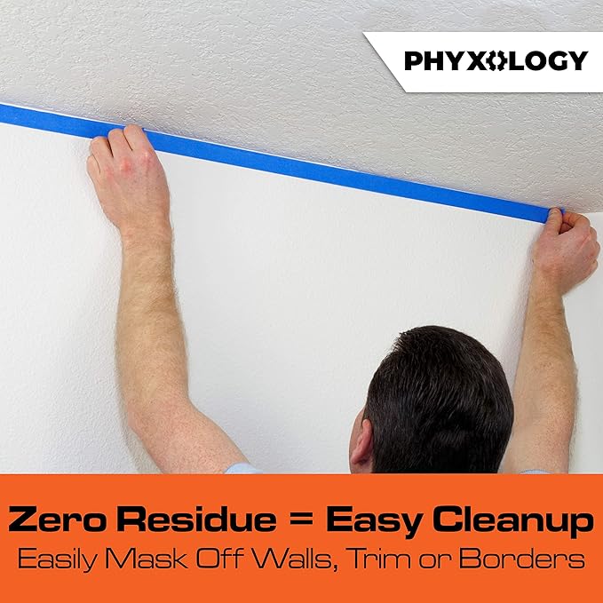 No-Residue 2 Inch, 60 Yard Blue Painters Tape 1 Pk. Easy-Tear, Pro-Grade Removable Masking Tape Great for Home, Office, Commercial Contractor. Clean, Drip-Free Painting w/Wide Crepe Paper Rolls