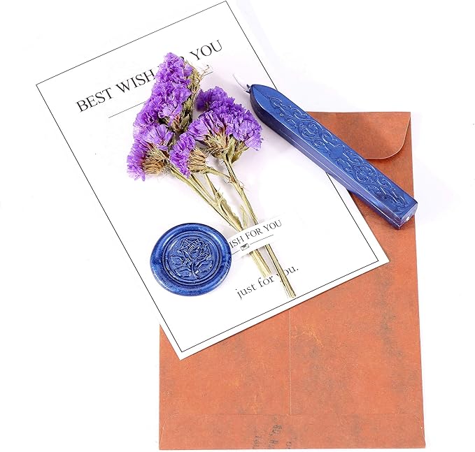 Yoption 12Pcs Sealing Wax Sticks with Wicks, Antique Blue Totem Fire Manuscript Seal Wax Sticks for Wax Seal Stamp (Blue)