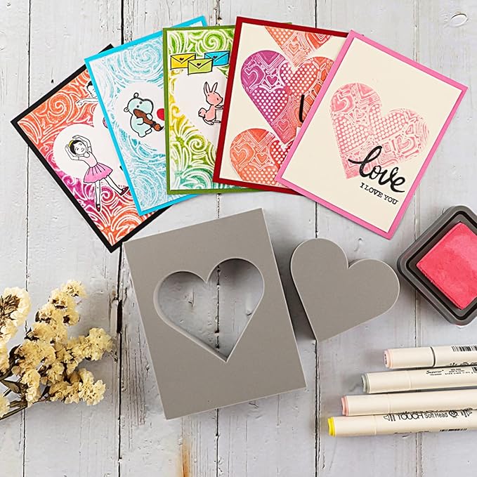 BAOFALI 9 Pcs Heart Cut Stamping Foam Grey Moldable Foam Stamps Plastic Dry Foam Stamp Pad Cut and Dry Foam Stamping Foam Block for Sculpture, Modeling, DIY Arts and Handicrafts Projects