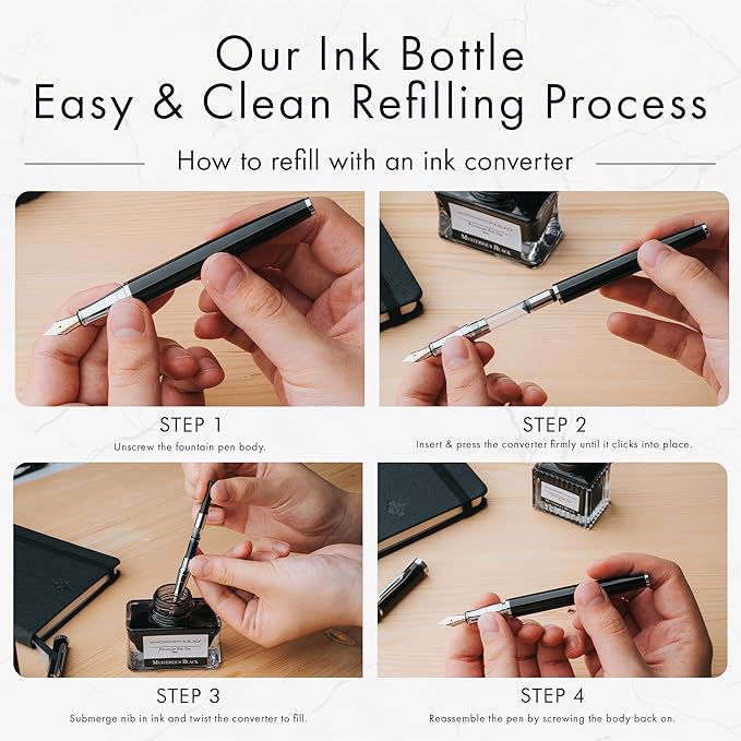 Wordsworth and Black Fountain Pen Ink Bottle (50 ml) Premium Luxury Edition, [Lavender Purple] Fountain Pens Bottled Ink; Classic Designed Bottle Smooth Flow 50 ml…