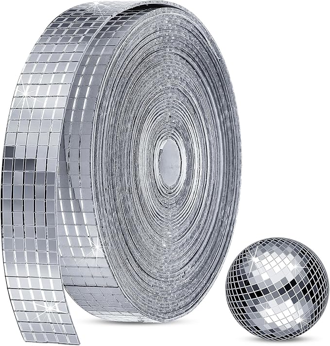 SATINIOR 16000pcs Disco Ball Mirror Tiles Self Adhesive for Crafts 5 x 5 mm Small Disco Tape Ball Stickers Square Mosaic Tiles Mirror Pieces for DIY Craft Party Decor
