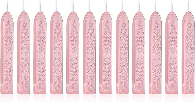 Yoption 12 Pcs Rose Gold Sealing Wax Sticks with Wicks for Wax Seal Stamp, Wedding Invitations, Gift Wrapping, Christmas