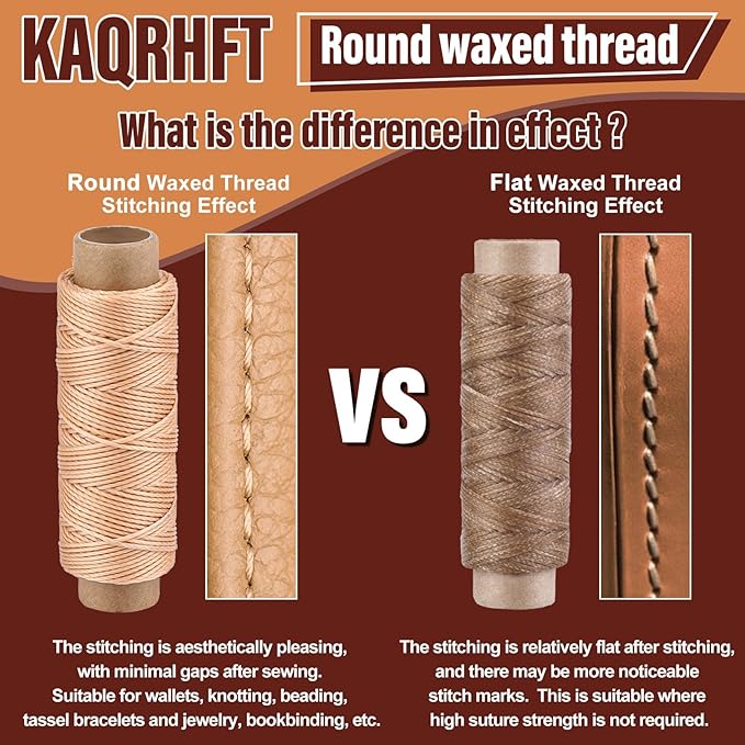 0.8 mm Leather Sewing Thread, 16 Colors 32 Yards Waxed Thread, Round Waxed Thread,Wax String for Bracelet Making, Sewing Stitching, Braiding, Beading, Bookbinding