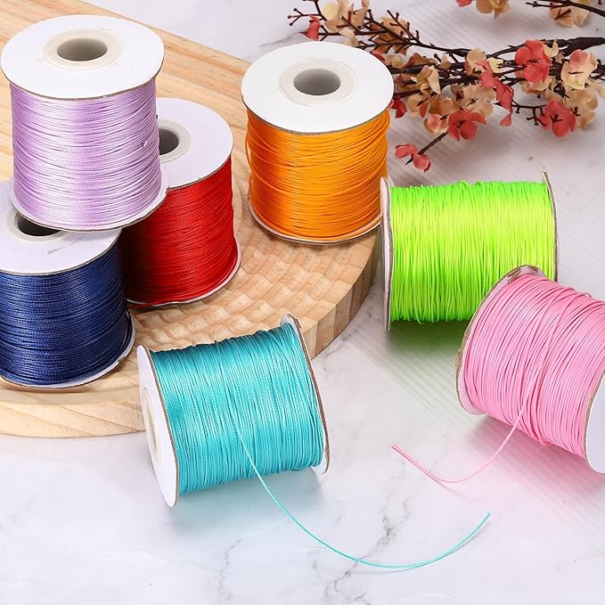 MECCANIXITY Waxed Cord 0.5mm Waxed Polyester Cord 175 Yard Wax String for Bracelet Making, Necklaces, Beading, Jewelry Making and DIY Crafts(Navy Blue)