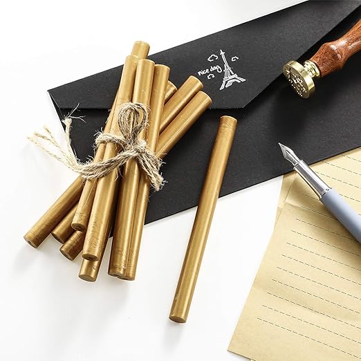 Nuanchu 15 Pcs Glue Gun Sealing Wax Sticks Retro Vintage Wax Sticks for Seal Stamp and Letter for Wedding Invitations Card Envelope Christmas Holiday Gift Ideas(Bronze)
