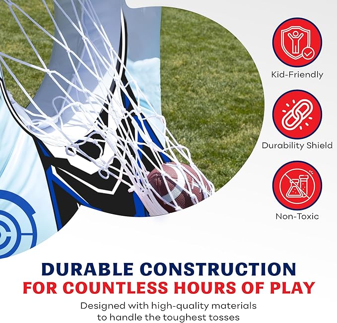 Inflatable Football Target - Double-Sided Toss Training Game with Mini Footballs - Fun Kids Throwing Football Games for Indoors, Outdoors, Birthdays, Camping, Beach - 65 Inch