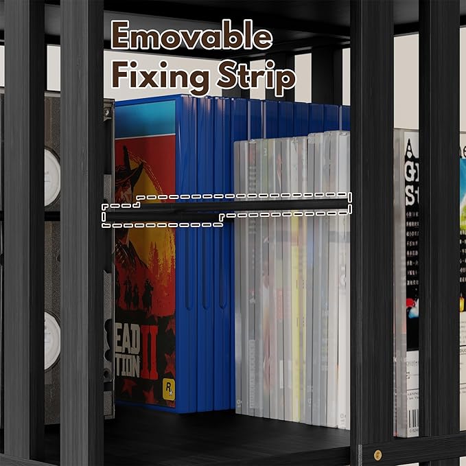 XIMN 360° Rotating Bamboo CD/DVD Shelf - 6-Tier Space-Saving Media Storage Cabinet for Movies, Organizer with Super Compact Design (Black, 6 Tier)