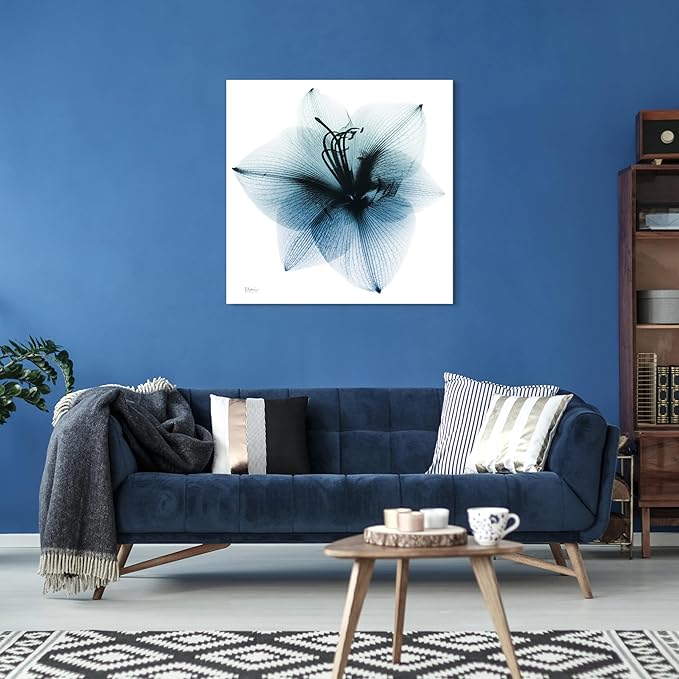 Empire Art Direct Frameless Free Floating Tempered Glass Panel Graphic Wall Art Ready to Hang, 38" x 38", Glacial Amaryllis