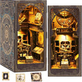 Book Nook Kits for Adults, 3D Printed DIY Miniature House Kit Astronomical Museum Booknook Wooden Puzzle Dollhouse Bookshelf Insert Decor with LED Lights Gifts for Book Lovers, Space Enthusiasts