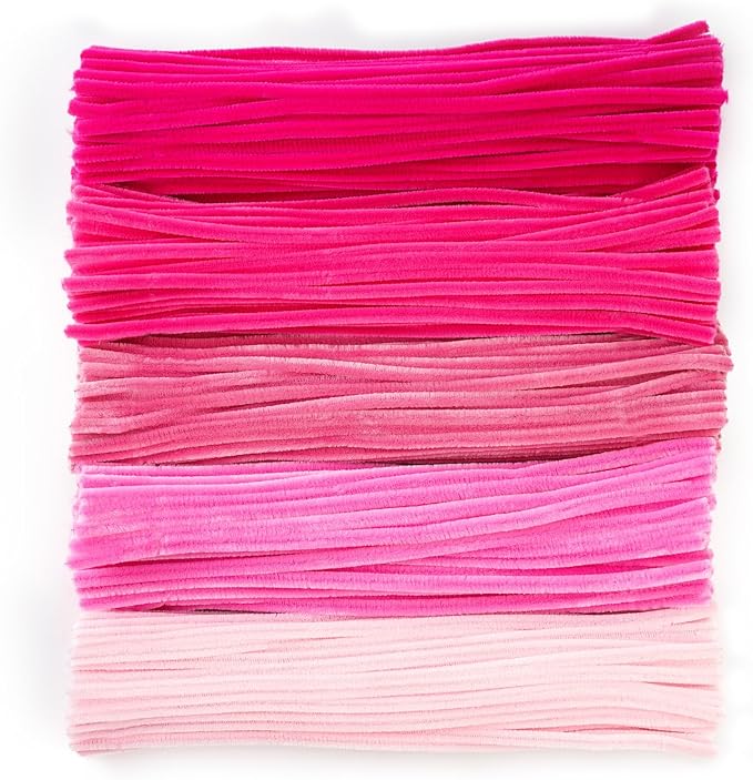 Caydo 500 Pieces Pink Pipe Cleaners, Chenille Stems, Pipe Cleaner Crafts for DIY Art and Craft Projects Creative Gift Party Decorations