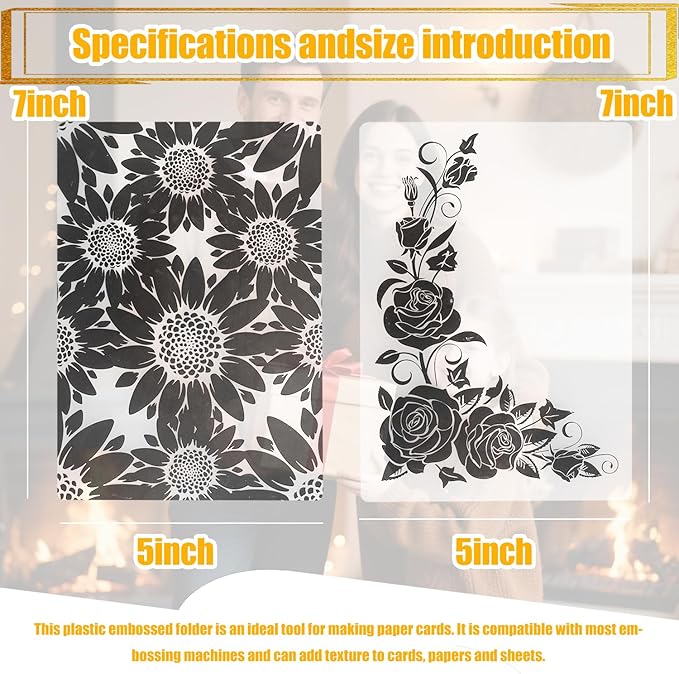 3D Embossing Folders for Card Making, Sunflower Embossing Folder and Rose Embossing Folder. Suitable for Card DIY and Photo Albums to Perfect Accessory for Embellishing Photo Albums.