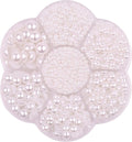 YAKA 3000PCS 1 Box 7Sizes 2.5/3/4/5/6/8/10mm Flat Back Half Round Pearl Cabochon Bead Loose Beads Gem for Nail Craft Scrapbook DIY Decoration (White)