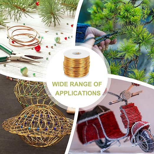 MECCANIXITY 15 Gauge Anodized Aluminum Craft Wire Bendable Bonsai Training Wire 223 Feet 1.5mm for Sculpting Crafts Wreath Floral Beading Jewelry Making, Yellow