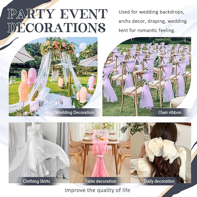Horbaunal Dusty Blue Chiffon Fabric by The Yard, 1 Yard Continuous Sheer Fabric 59" Wide Soft Draping Fabric for Wedding Arch Draping Party Backdrop DIY Sewing