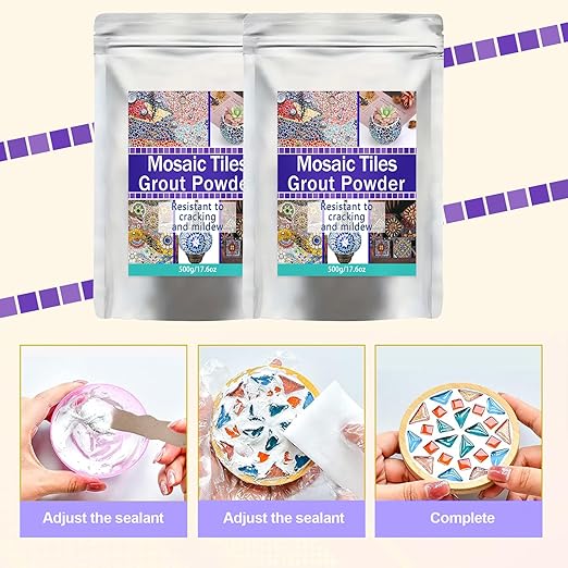 Mosaic Grout, Mosaics Tile Tools, Mosaic Tile Accessories – Essential for Handmade Grouting and Perfect for DIY Craft Projects (White, 500G)