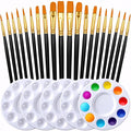 Halloween Paint Brushes Palettes Set by DUGATO, 2 Packs/20pcs Round Pointed Tip Nylon Hair Brushes with 5 Paint Trays for Acrylic Watercolor Oil Gouache Tempera and Body Painting (Black)