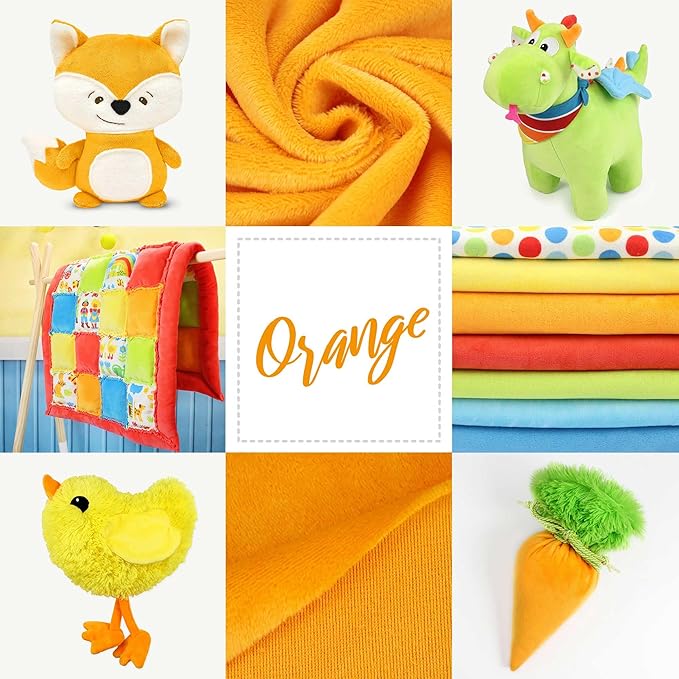 kullaloo Plush Fabric | Solid Orange Minky Fabric for Sewing (Pack of 2) | Super Soft Cuddle Material | 39.5x29.5 | Plushies, Baby Blankets, Pillows, Dog Beds, Cat Beds, Baby Accessories, Apparel