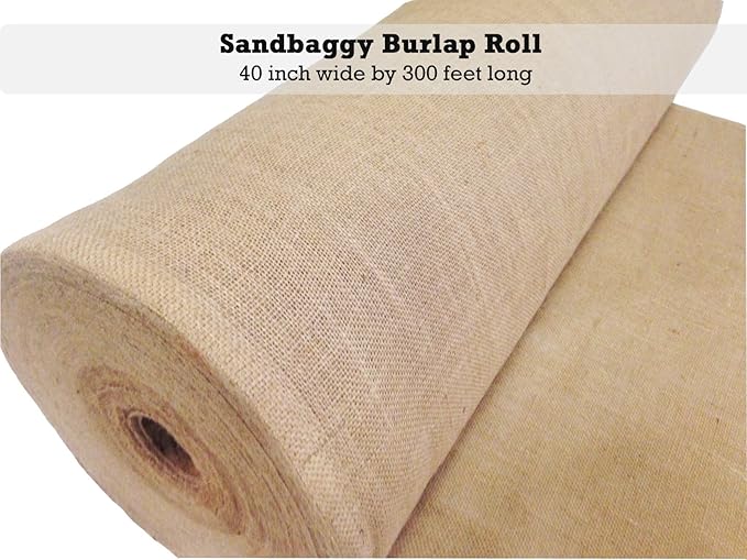 Sandbaggy Burlap Fabric Roll | 40 Inch by 300 ft | Great for Garden, Yard, Wedding, Craft, Decorating Tables | Constructed from Industrial Grade Burlap Fiber | 30% Thicker Than Competition (5 Rolls)