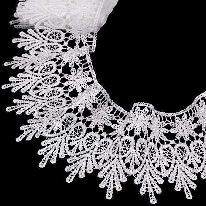 GXTIZAS White Lace Trim 5 Yards Wide Venise Lace Ribbon Embroidered Edge Trim for Sewing Crafts Pillow Case