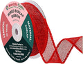 Mandala Crafts Red Burlap Wired Ribbon 1 Inches Wide Jute Ribbons for Crafts - 10 Yds Roll Rustic Burlap Wrap Trim Ribbons for Wreaths Bows Party Decoration