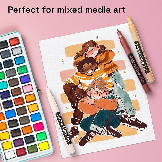 ARTISTRO 12 Skin Tones Paint Markers for Glass, Rock Painting, Ceramic, Wood, Fabric, Scrapbooking, DIY Craft Making, Coloring - Acrylic Paint Pens in Soft Colors Extra-Fine Tip 0.7mm