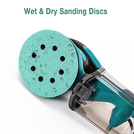 5-Inch 8-Hole Wet Dry Sanding Discs 400 Grit, Polyester Film Backed Heavy-Duty Hook and Loop Sandpaper for Random Orbital Sander, 50-Pack
