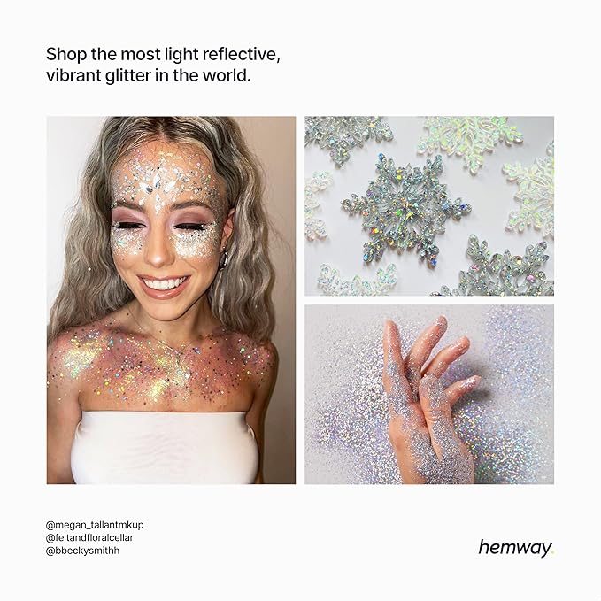 Hemway Polyurethane & Epoxy Resin Glitter 100g / 3.5oz Metallic Crystal Flake Additive for Flooring Jewelry Tumblers Glass Pigment - Microfine (1/256" 0.004" 0.1mm) - Silver Holographic
