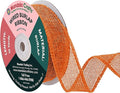 Mandala Crafts Orange Burlap Wired Ribbon 1 Inches Wide Jute Ribbons for Crafts - 10 Yds Roll Rustic Burlap Wrap Trim Ribbons for Wreaths Bows Party Decoration