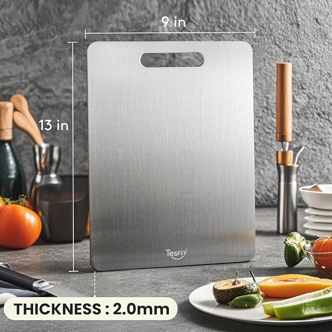 New Titanium Cutting Board - 100% Pure Titanium Cutting Boards For Kitche,Easy to clean, Double-sided food-grade Cutting Board For Meats, Fruits And Vegetables (13 * 9)