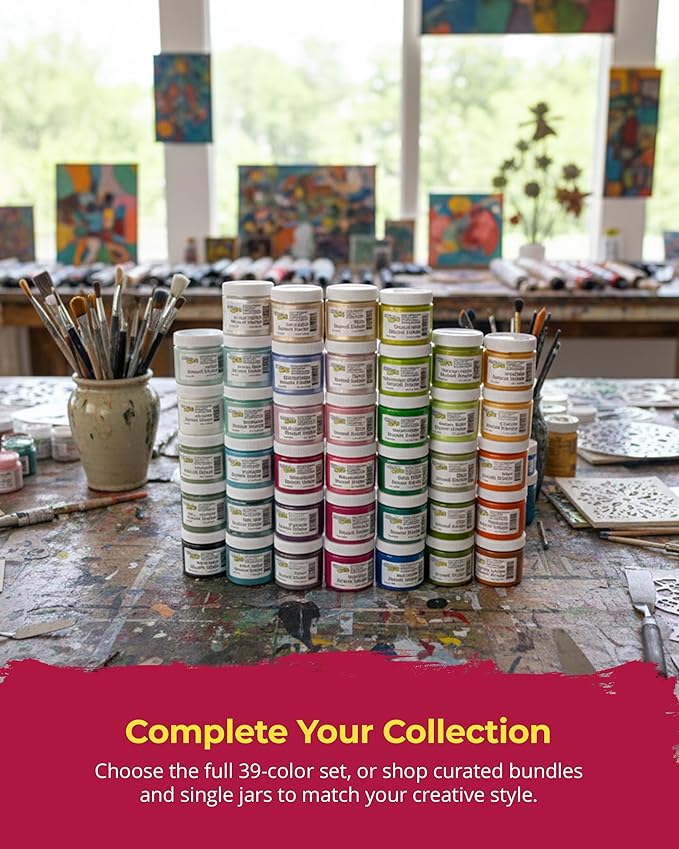 The Crafter's Workshop Stencil Butter — Boutique Texture Paste Gift Set for Artists & Crafters — Metallic Texture Paste for Canvas, Journals, DIY Cards — 39 Piece Set