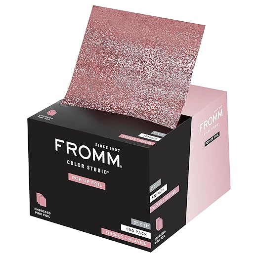 Fromm Pop Up Hair Foils, Light Pink Foils, Cosmetology Supplies, Hairstylist Essentials, Lightweight, Ideal for Highlighting and Coloring, Precut, 5" x 11", 500 Foil Sheets