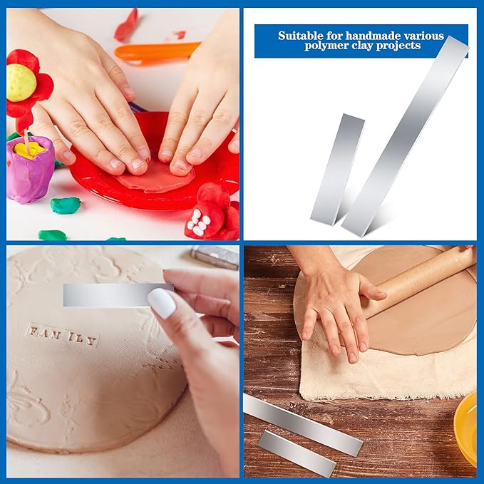 Flexible Polymer Clay Cutters 8 Inch 4 Inch Carbon Steel Blade Polymer Clay Cutting Slicing Tools for DIY Shaping Modelling Sculpturing Supplies(12 Pieces)