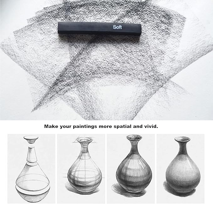 CAMATTO 14 PCS Blending Stumps and Tortillions Paper Art Blenders Tool with Sandpaper Pencil Sharpener Pointer Compressed Charcoal Sticks for Student Artist Charcoal Sketch Drawing Shading