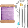 Upholstery Repair Kit, Upholstery Needle with 32 Yard Waxed Thread and 8 Pcs Heavy Duty Leather Needles for Hand Stitching, Canvas & Quilting - 0.55mm Round Waxed Thread Purple