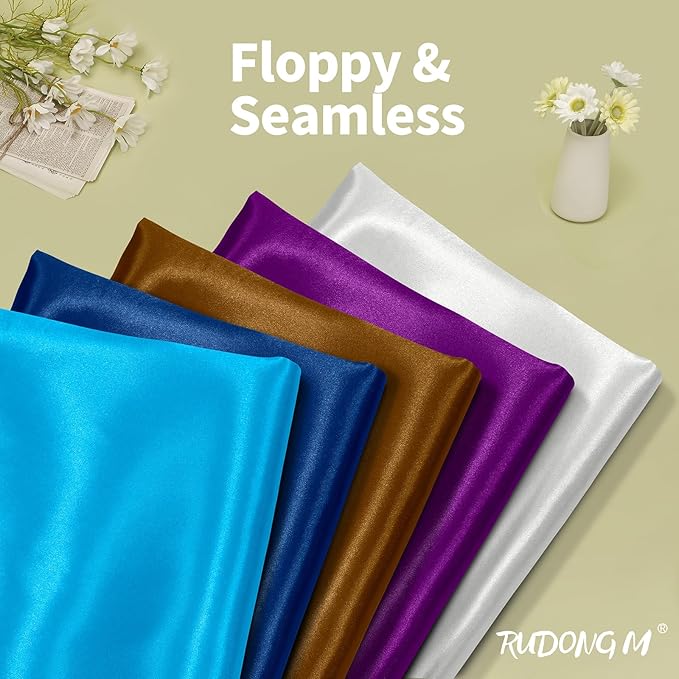 RUDONG M Aqua Blue Satin Fabric by The Yard, 5 Yard x 60 Inch Wide Silky Charmeuse Satin Fabric, Soft Satin Fabric for Wedding Decorations, Bridal Dress, Sewing, Accessories, DIY Crafts