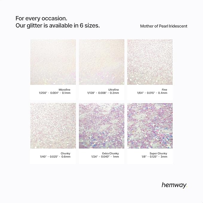 Hemway Polyurethane & Epoxy Resin Glitter 100g / 3.5oz Metallic Crystal Flake Additive for Flooring Jewelry Tumblers Glass Pigment - Chunky (1/40" 0.025" 0.6mm) - Mother of Pearl Iridescent